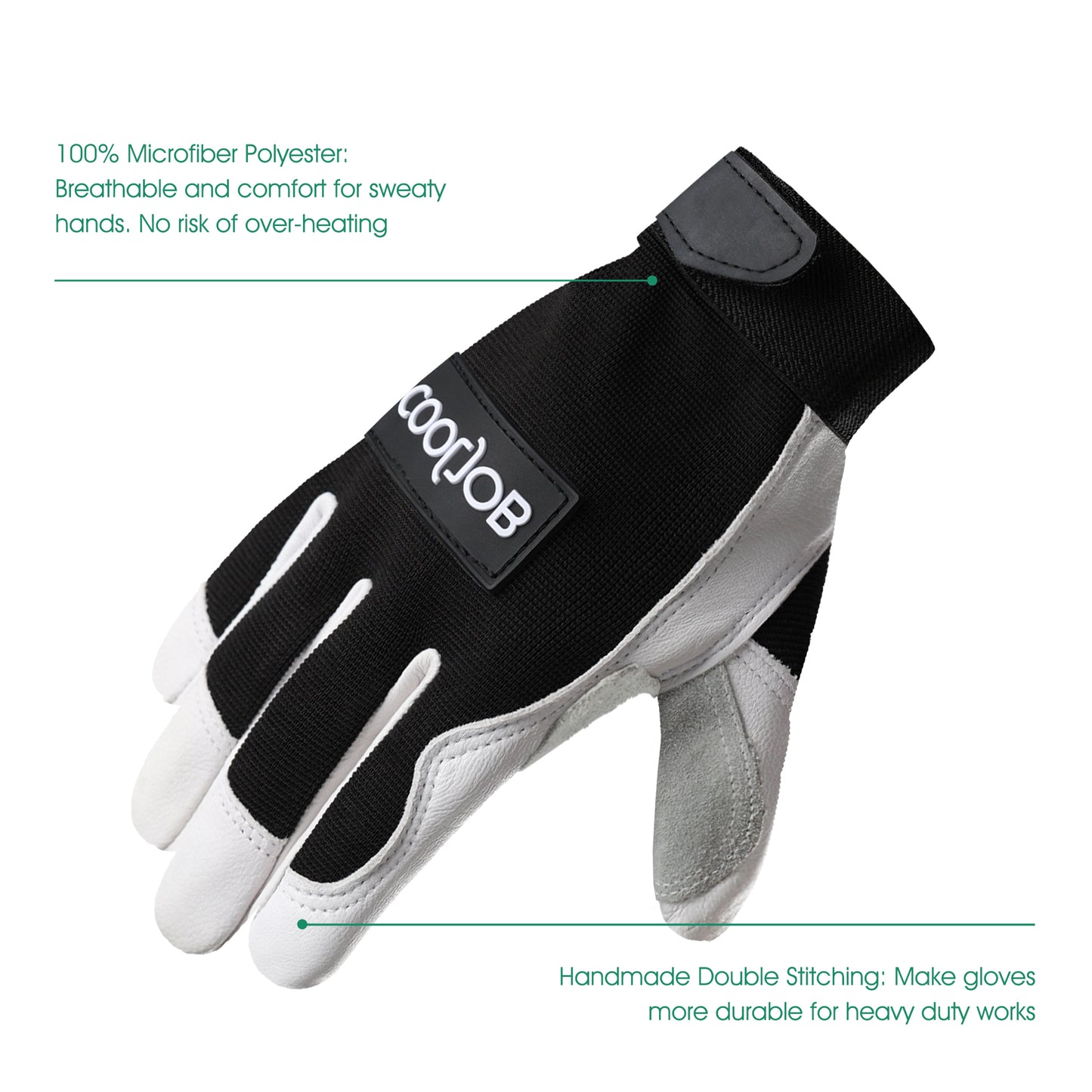 COOLJOB Leather Work Gloves with Grip, Thorn Proof, Heat Puncture Resistant Gloves