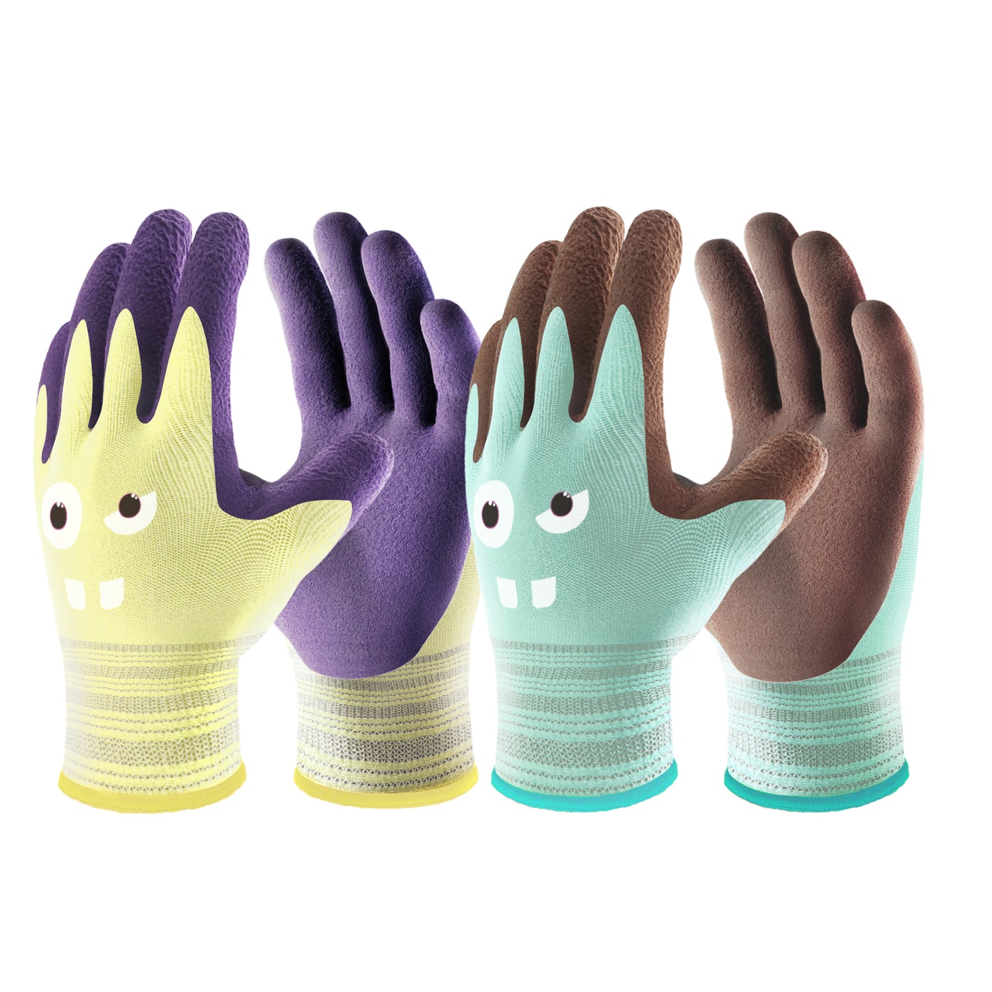 COOLJOB 2 Pairs Modal Toddler Work Gloves, Rubber Coated Kids Gardening Gloves