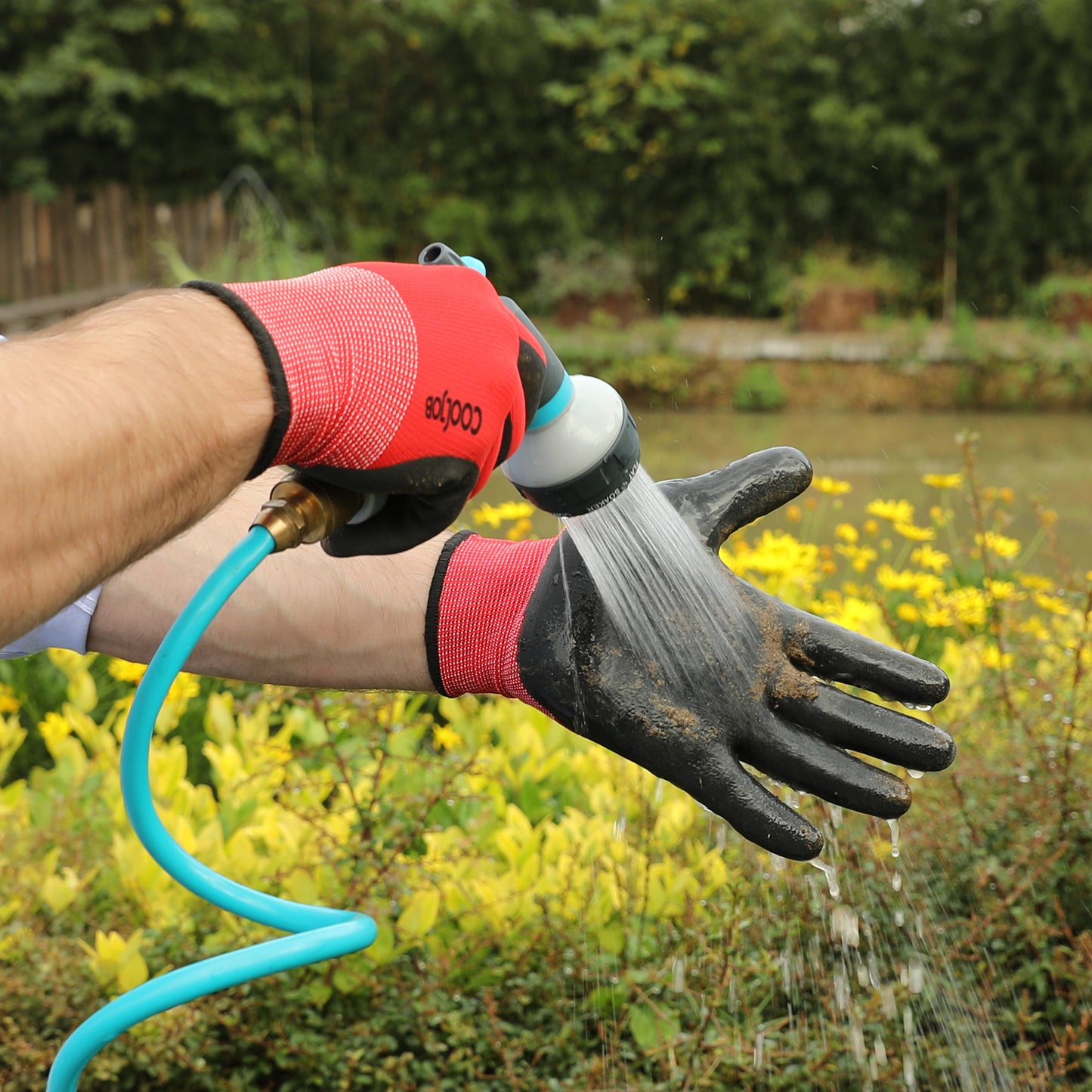 COOLJOB 2/6 Pairs Gardening Gloves for Men, Breathable Rubber Coated for Garden Weeding Landscaping