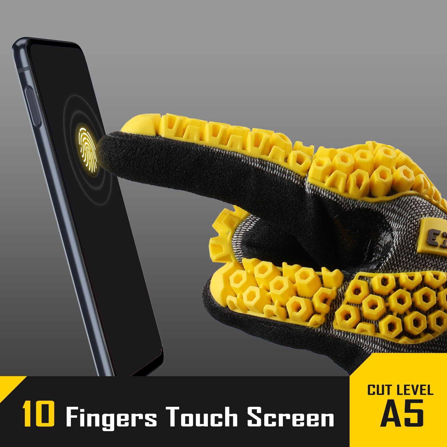COOLJOB A5 Cut Resistant Gloves with Impact Resistant TPR