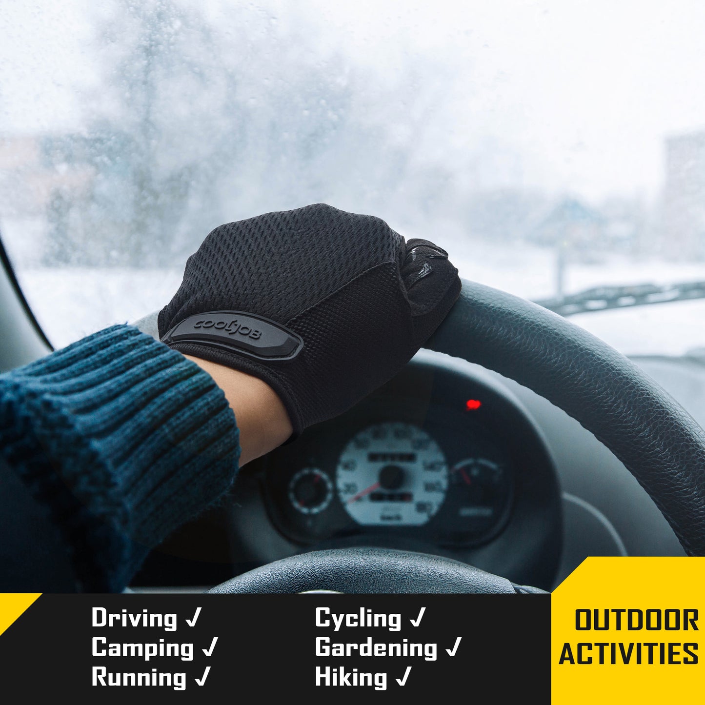 COOLJOB Mechanic Safety Work Gloves, Enhanced Anti-Slip Grip Tactical Gloves, Touchscreen (Black)