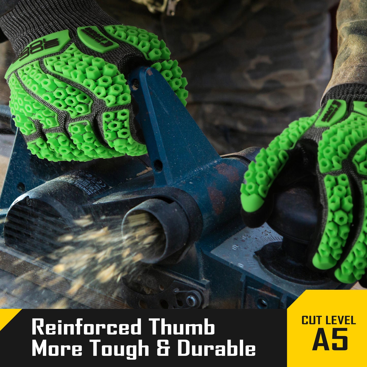 COOLJOB A5 Cut Resistant Gloves with Impact Resistant TPR