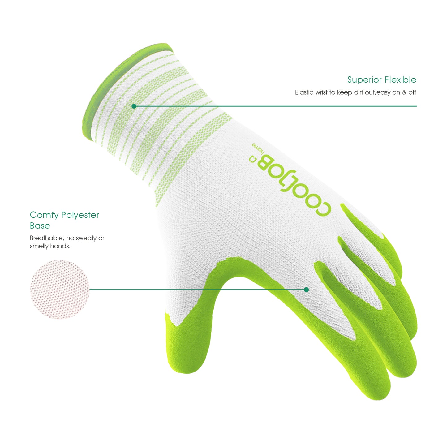 COOLJOB 2/6/10 Pairs Garden Gloves for Women, Lavender Purple & Green Apple
