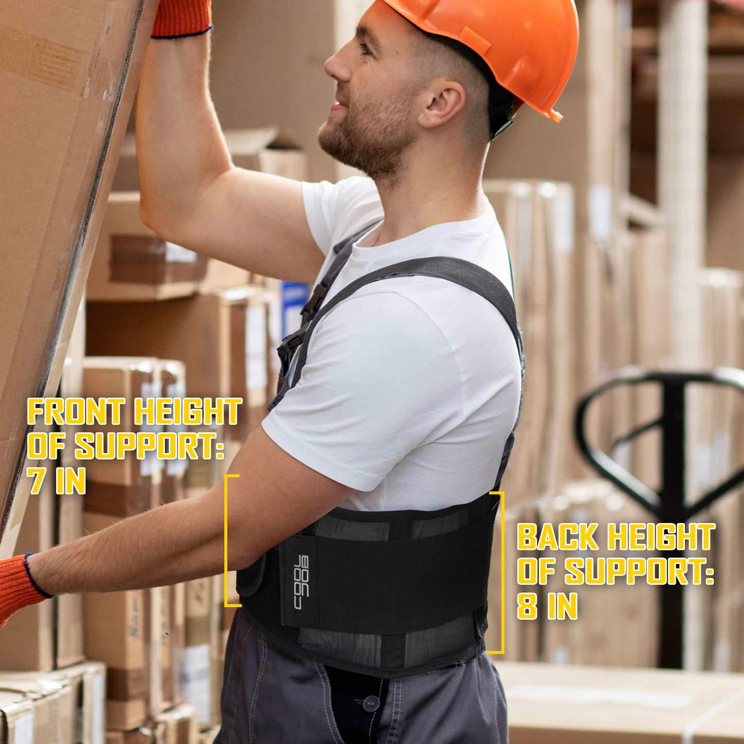 COOLJOB Expert Back Brace for Lower Back Pain Relief, Powerful Lumbar Support with 3D Foam Pad and Elastic Shoulder Strap, Breathable Adjustable Support Belt