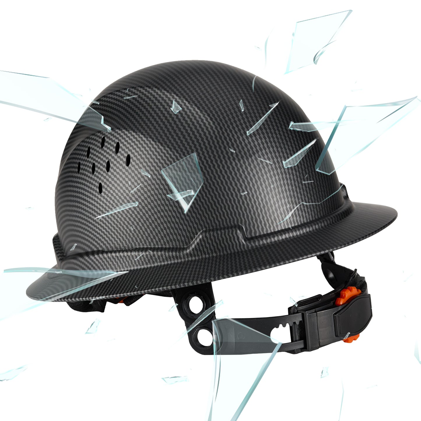 COOLJOB Full Brim Hard Hat, Vented Construction Safety Helmet OSHA Approved, 6-Point Ratchet Suspension
