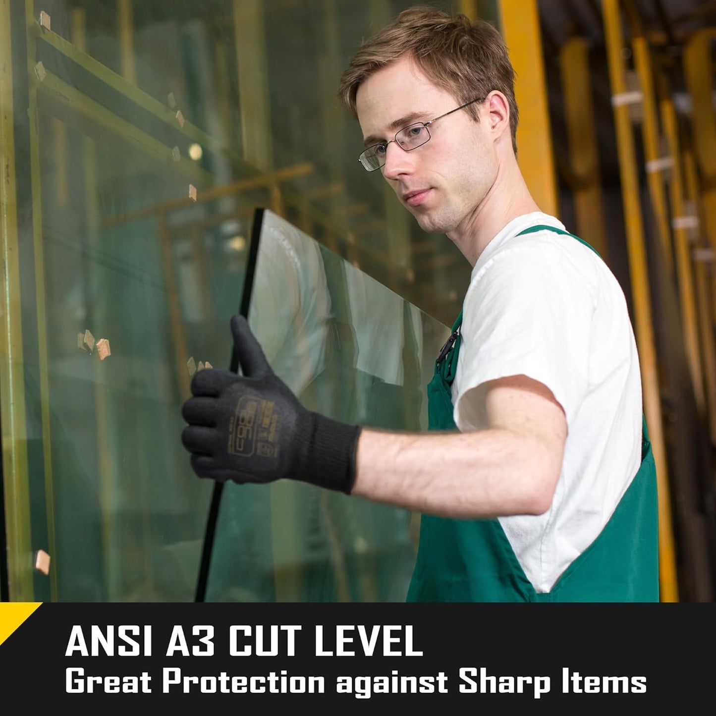 COOLJOB A3 Cut Resistant Safety Work Gloves, Touchscreen, Fishing Gloves