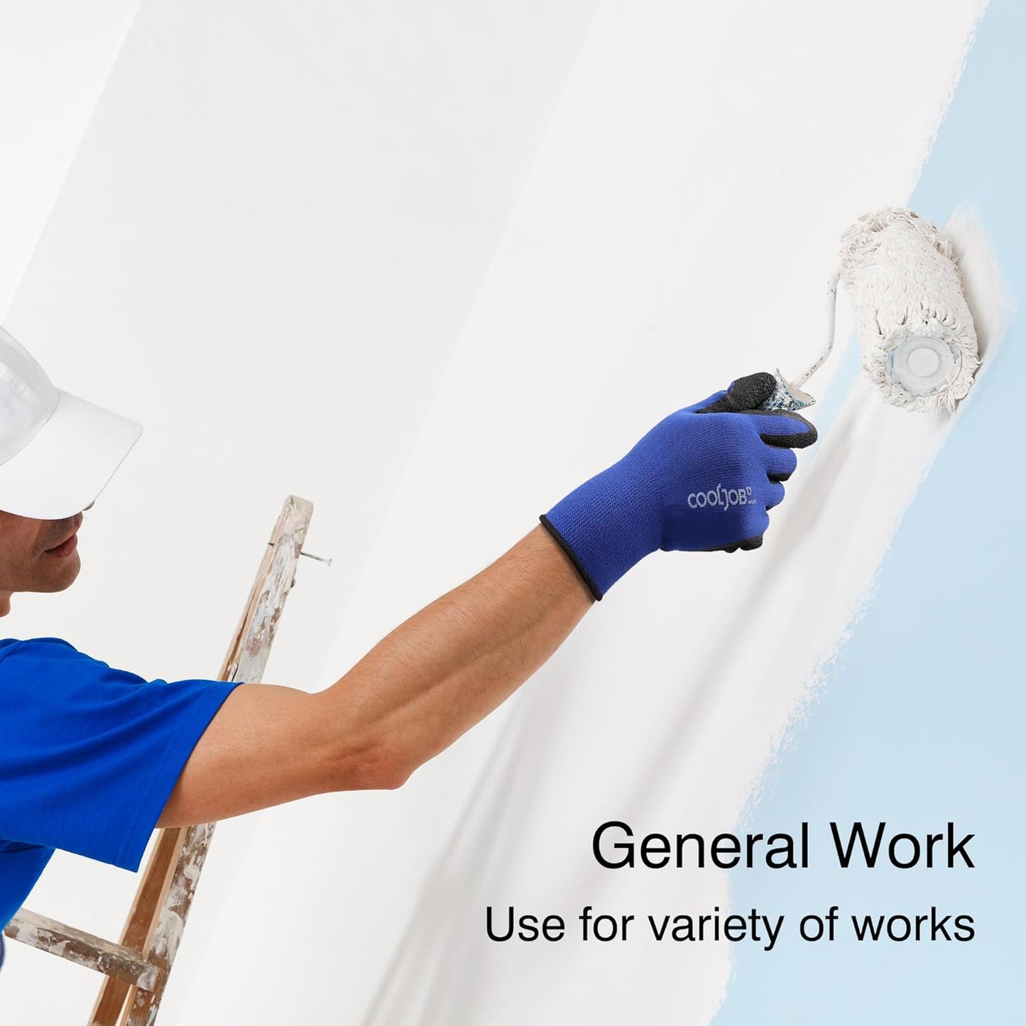 COOLJOB Safety Work Gloves with Grip Latex, Rubber Dipped Gloves