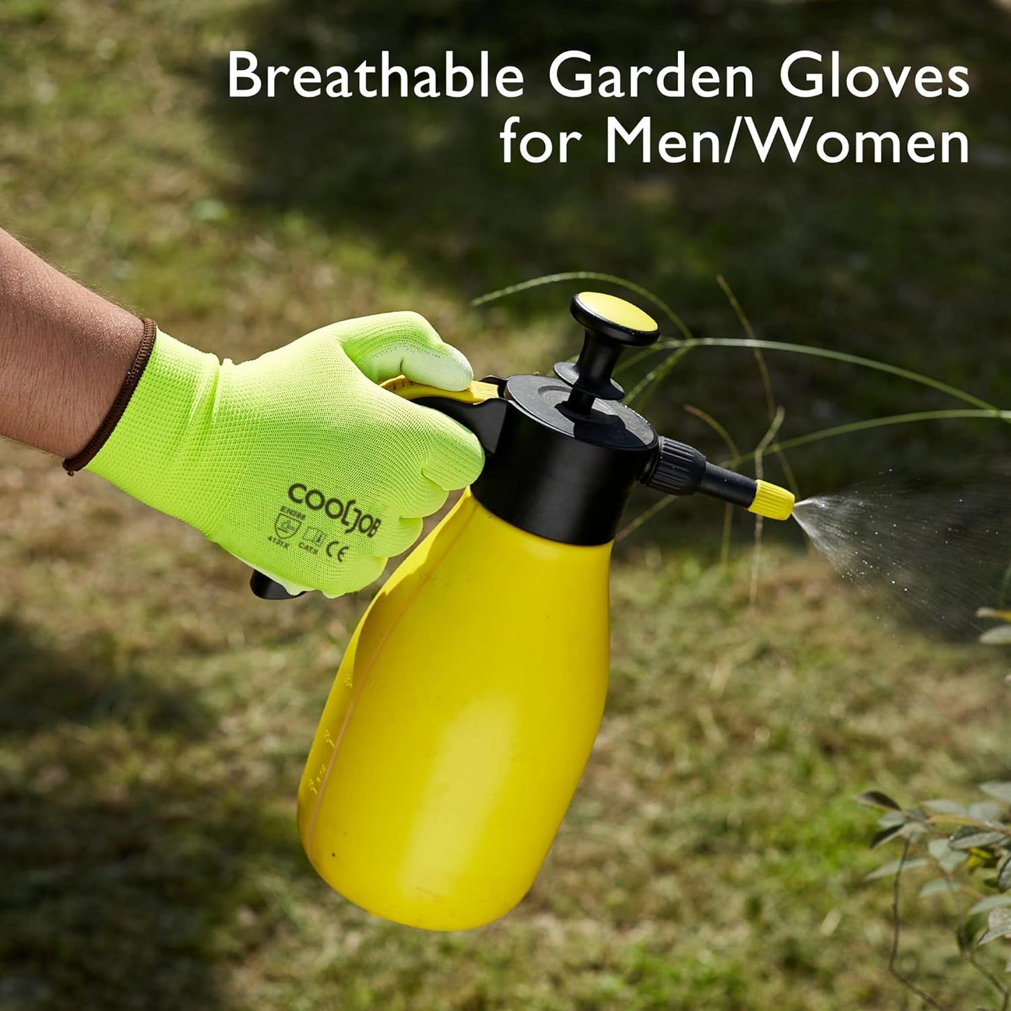 COOLJOB 12/60/120 Pairs Safety Work Gloves Pack Bulk with Grip PU Coating(Yellow)