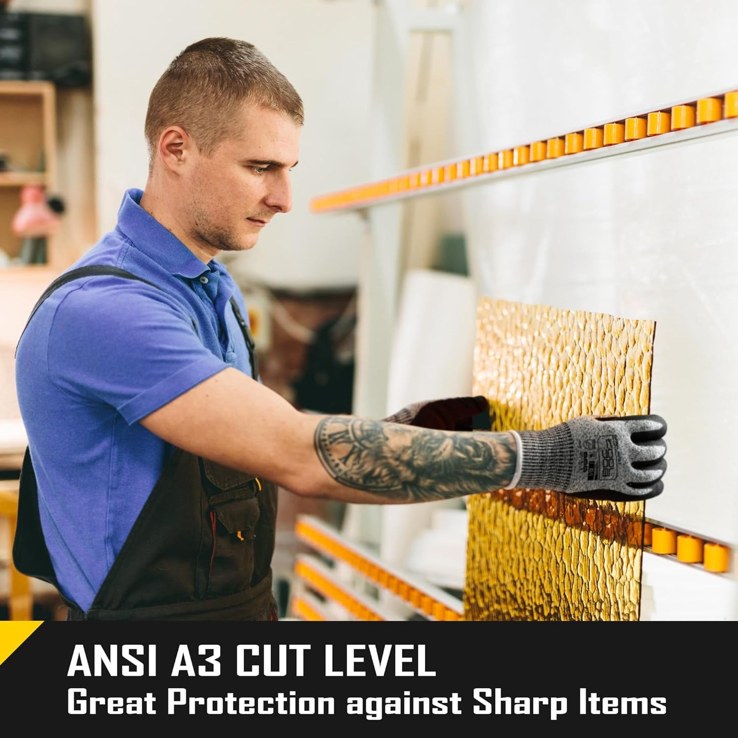 COOLJOB A3 Cut Resistant Safety Work Gloves, Touchscreen, Fishing Gloves