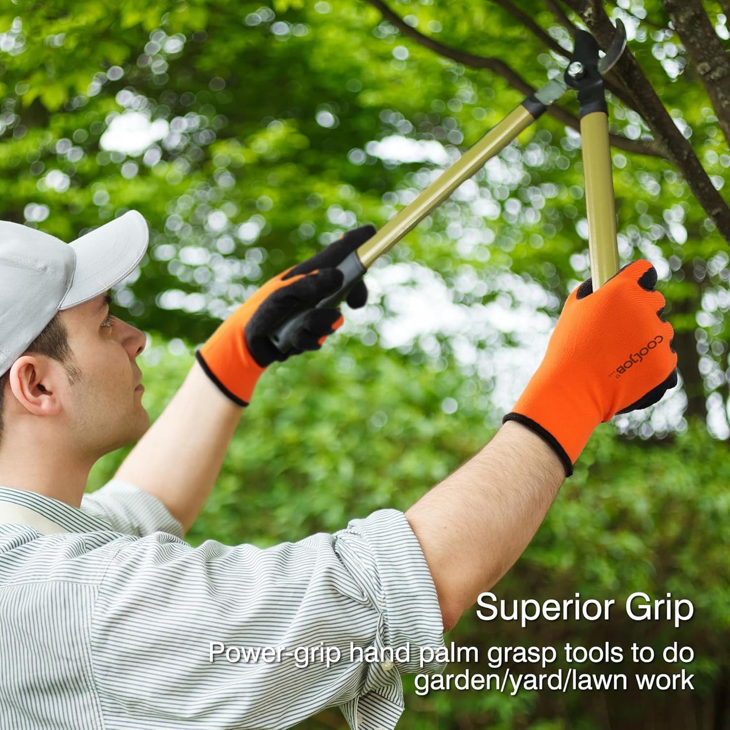 COOLJOB Safety Work Gloves with Grip Latex, Rubber Dipped Gloves
