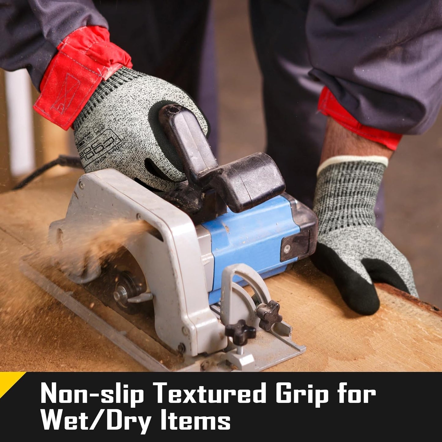 COOLJOB A3 Cut Resistant Safety Work Gloves, Touchscreen, Fishing Gloves
