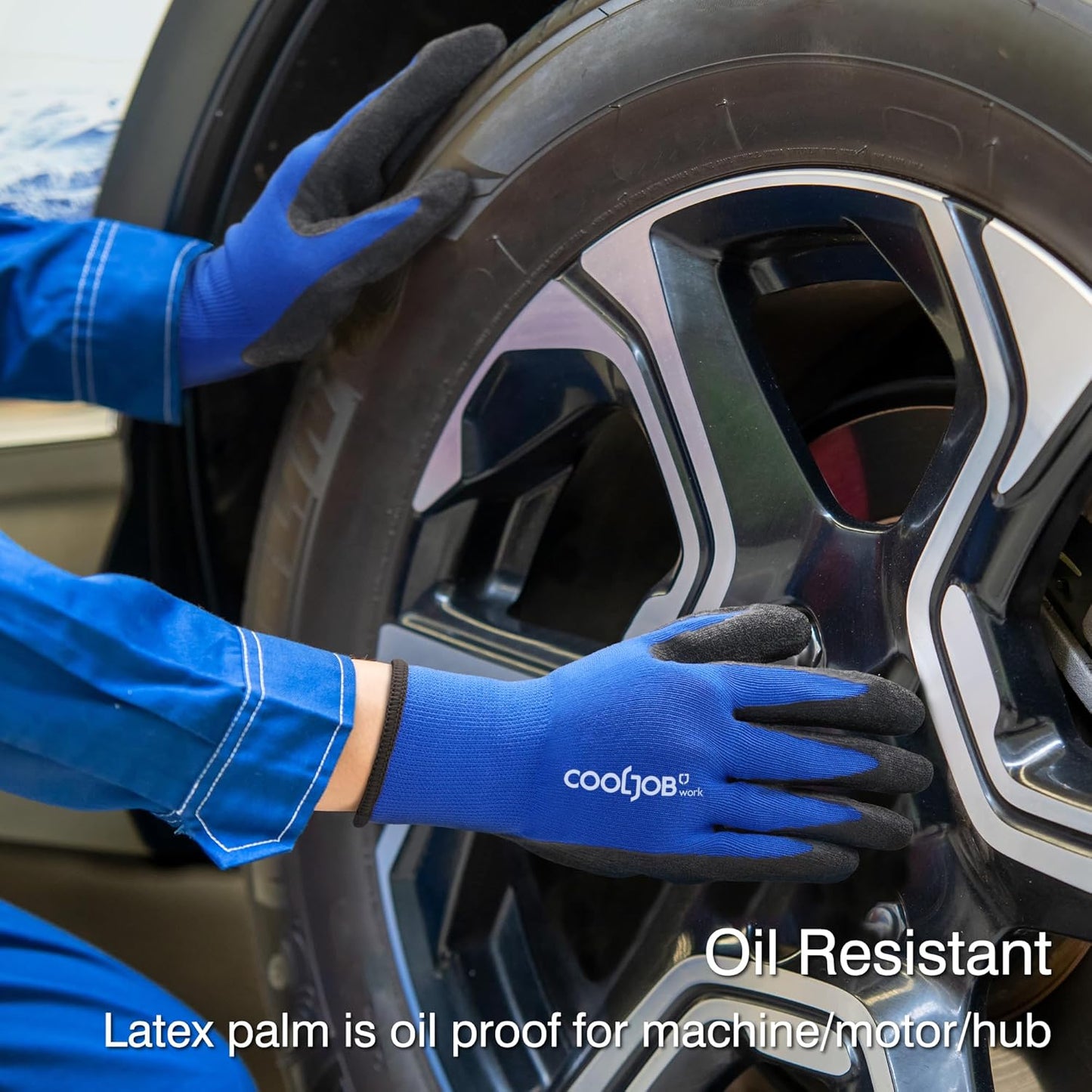 COOLJOB Safety Work Gloves with Grip Latex, Rubber Dipped Gloves