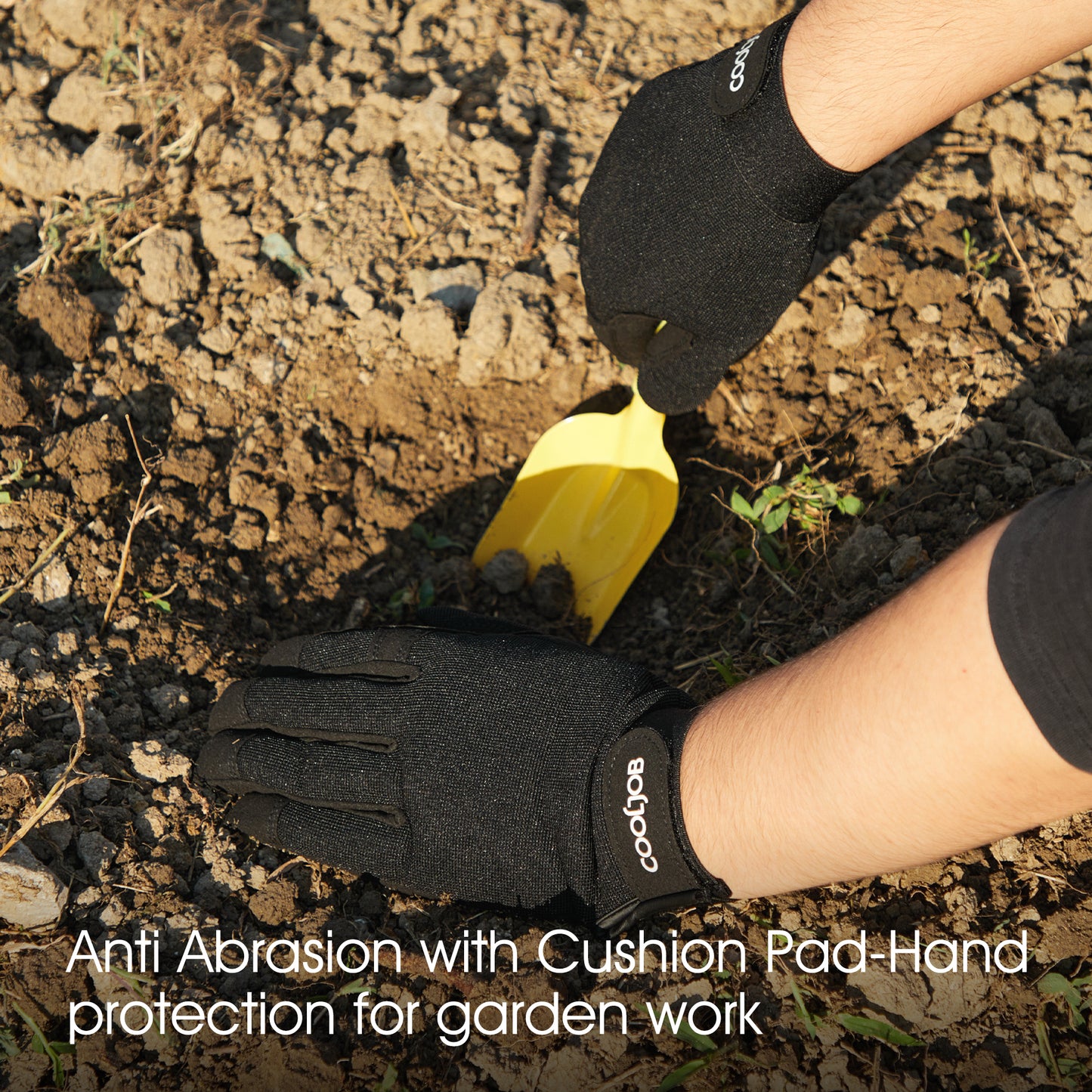 COOLJOB Thorn Proof Garden Gloves with Touchscreen Fingers (Black)
