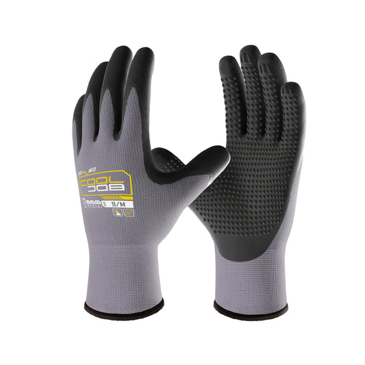 COOLJOB 6 Pairs Nitrile Rubber Dipped Safety Work Gloves with Grip Dots, Touchscreen