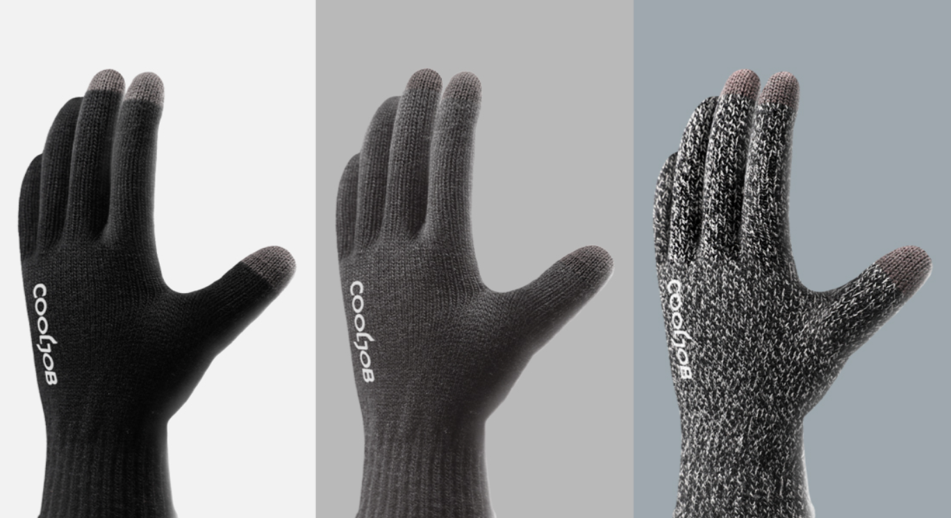 COOLJOB Warm Fleece Knit Winter Gloves, Touch Screen Fingers, Non-slip Silicone Grip and Elastic Cuff