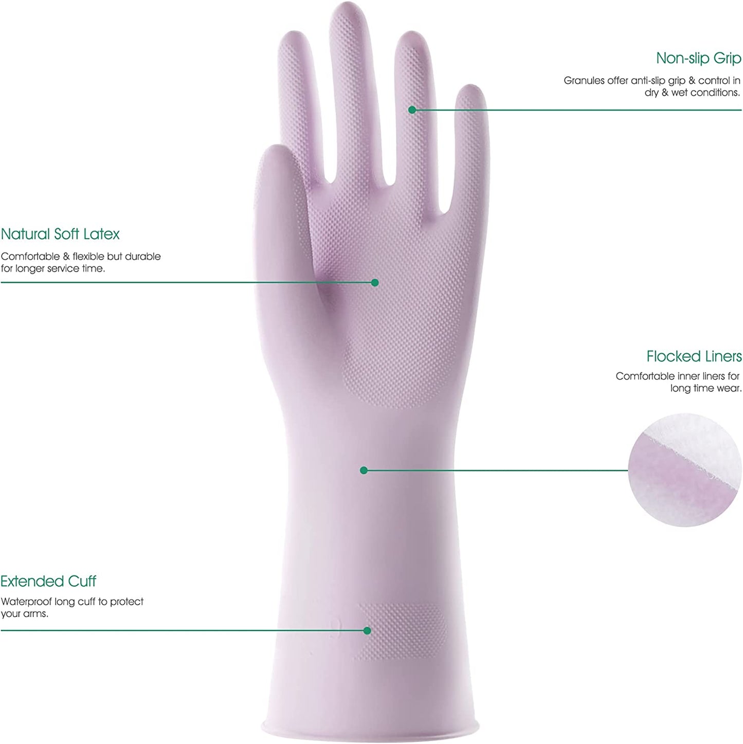 COOLJOB 3 Pairs Colorful Household Gloves, Water Resistant Reusable Dish Washing Rubber Gloves