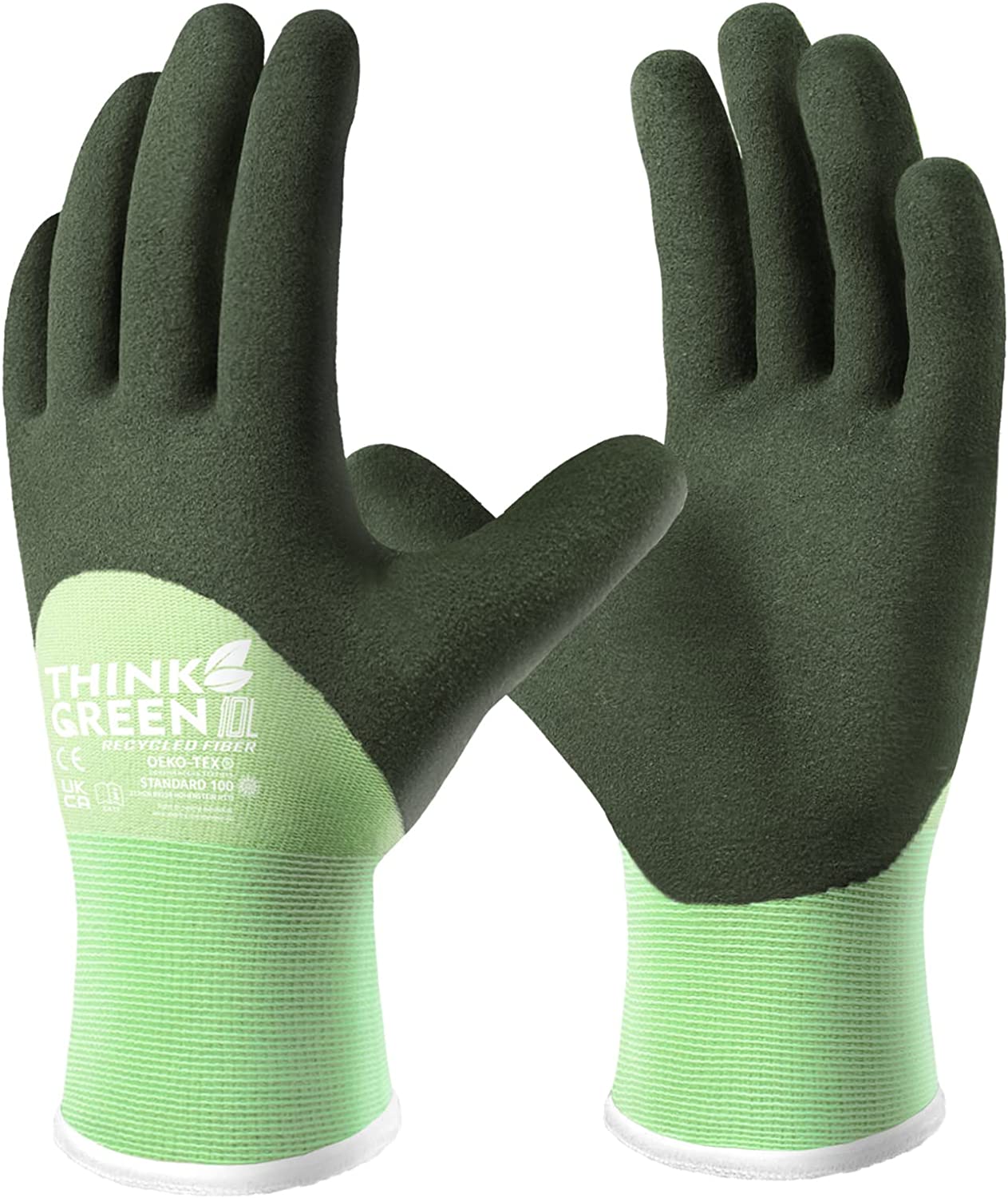 COOLJOB Think Green Thick Fleece Lined Winter Thermal Warm Freezer Work Gloves, Non-Slip Grip