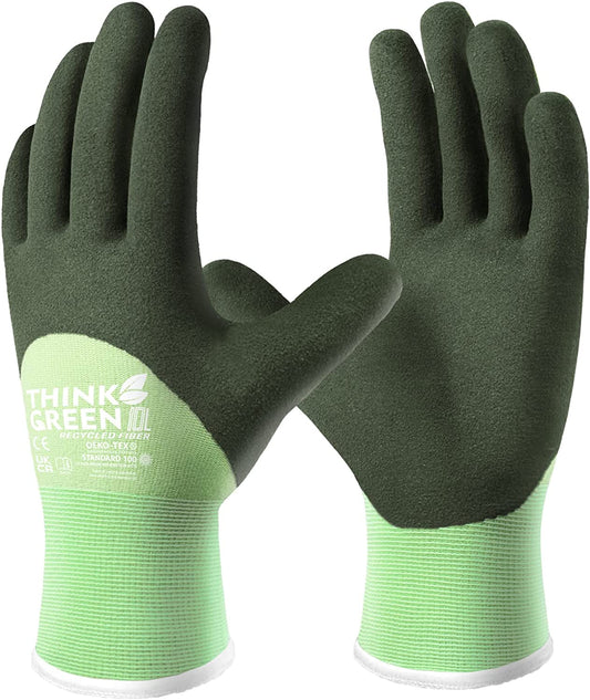 COOLJOB Think Green Thick Fleece Lined Winter Thermal Warm Freezer Work Gloves, Non-Slip Grip