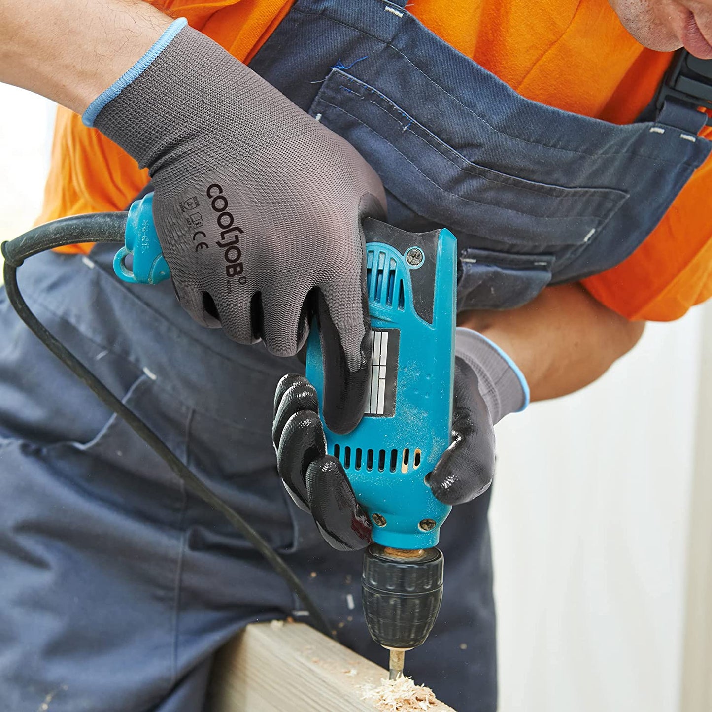 COOLJOB 10/20/60 Pairs Nitrile Dipped Safety Work Gloves with Grip, Non-slip Rubber Coated Bulk Garden Gloves