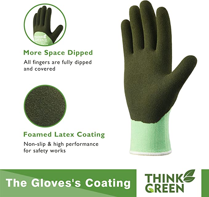COOLJOB Think Green Thick Fleece Lined Winter Thermal Warm Freezer Work Gloves, Non-Slip Grip