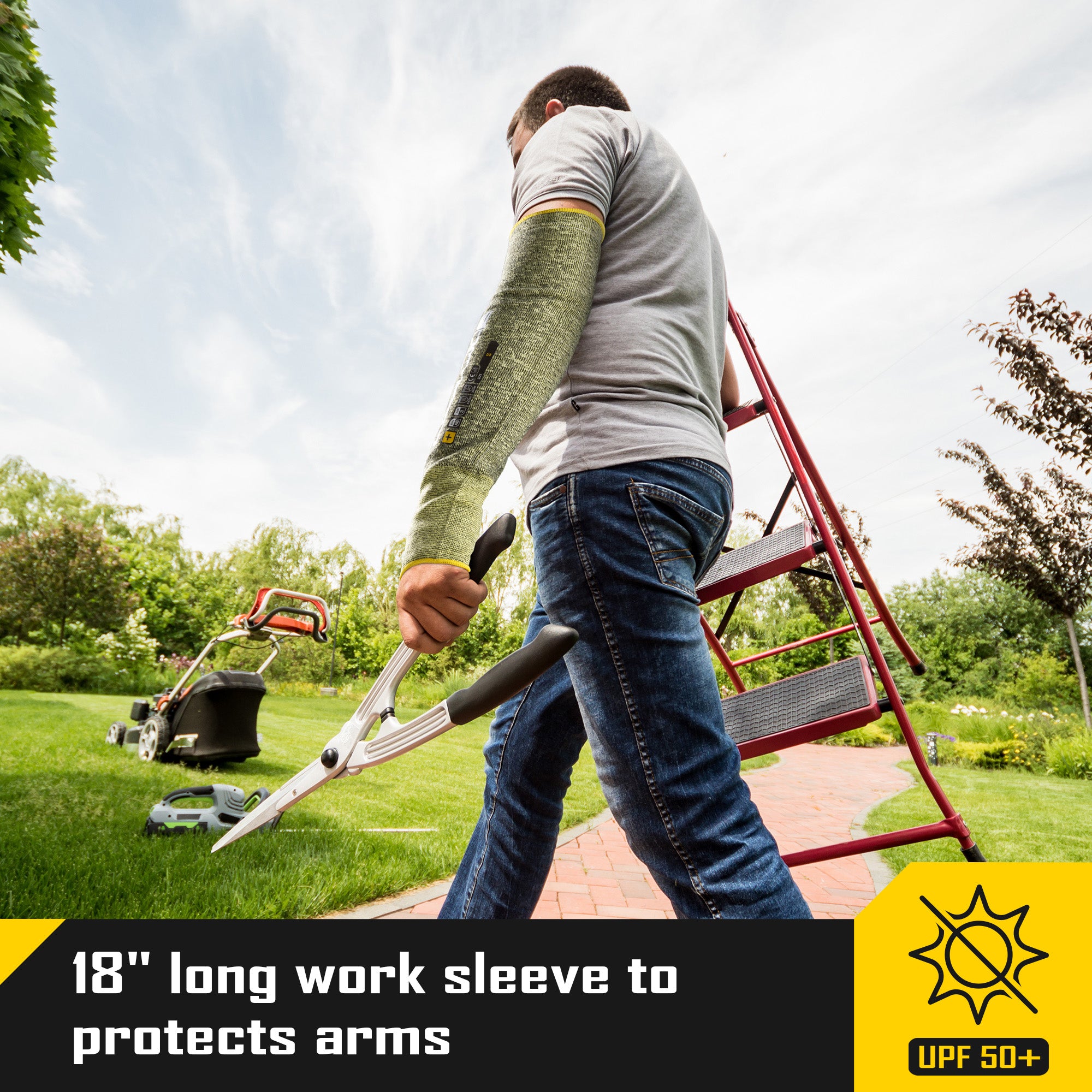 COOLJOB A6 Cut Resistant Sleeves for Gardening Pruning Fishing, 18” Arm Protection, UPF 50+