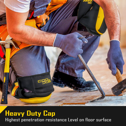 COOLJOB Professional Knee Pads with Heavy Duty Anti-Slip Cap, Comfortable Foam Cushion and Extra Thick Gel Padding
