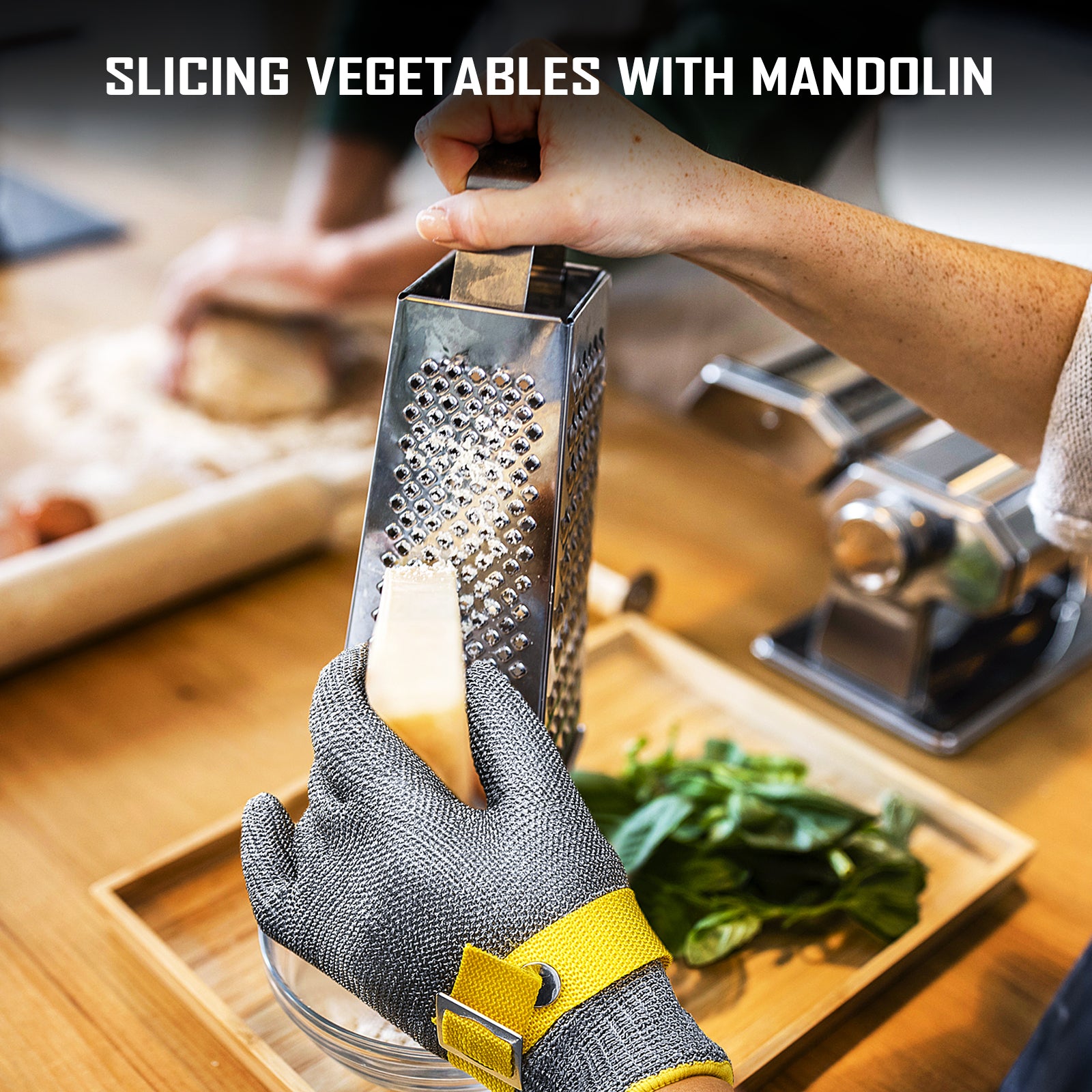 COOLJOB A9 Cut Resistant Kitchen Gloves, Food Grade for Mandoline Oyster Shucking, Fish/Meat Processing, Wood Working