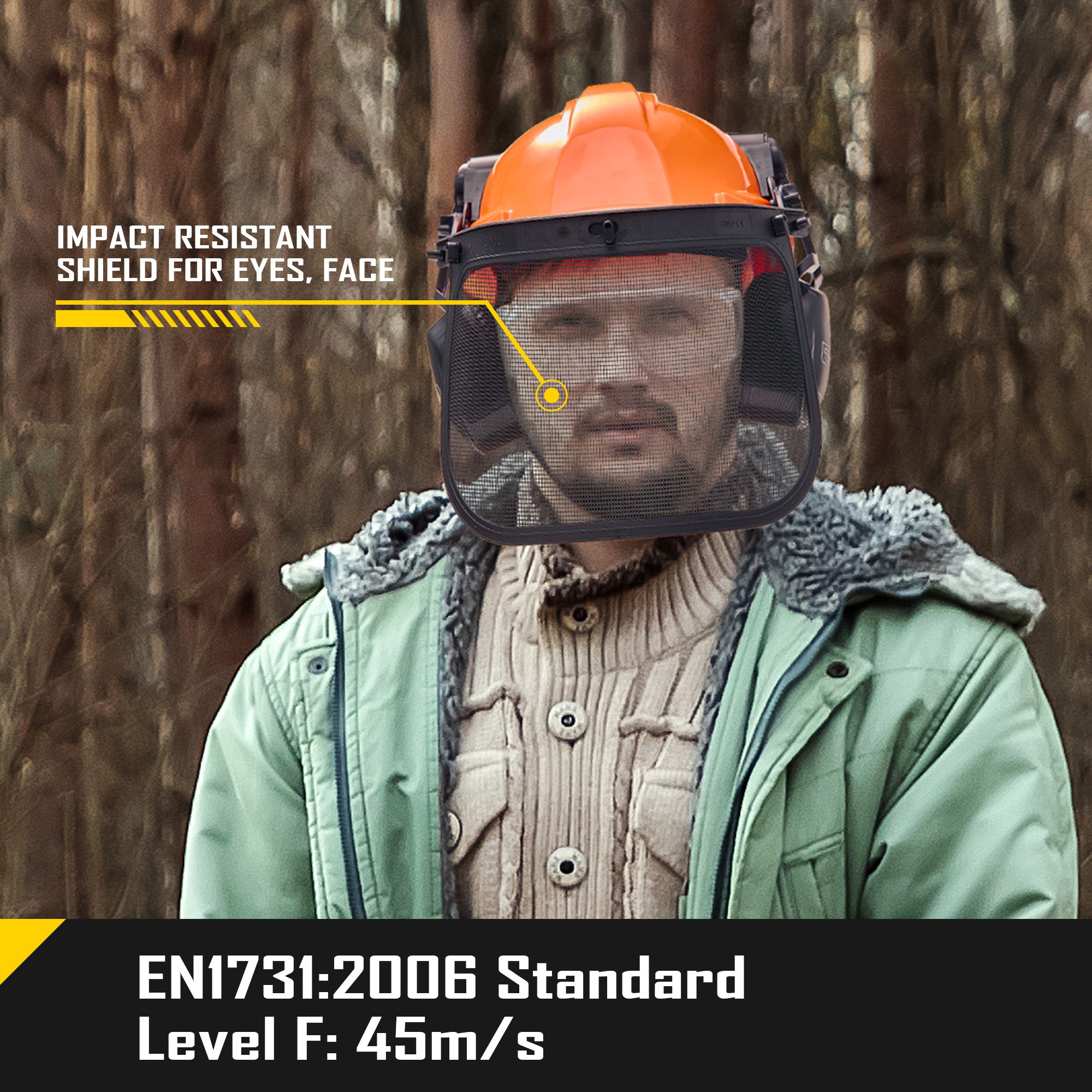 COOLJOB Safety Chainsaw Helmet with Metal Mesh Face Shield, Adjustable Ear Muffs for Protection, 3 in 1 Hard Hat for Forestry