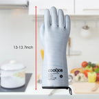 COOLJOB Heat Resistant Oven Gloves, Waterproof Liquid Silicone BBQ Grilling Gloves for Barbecue, Kitchen Cleaning, Baking