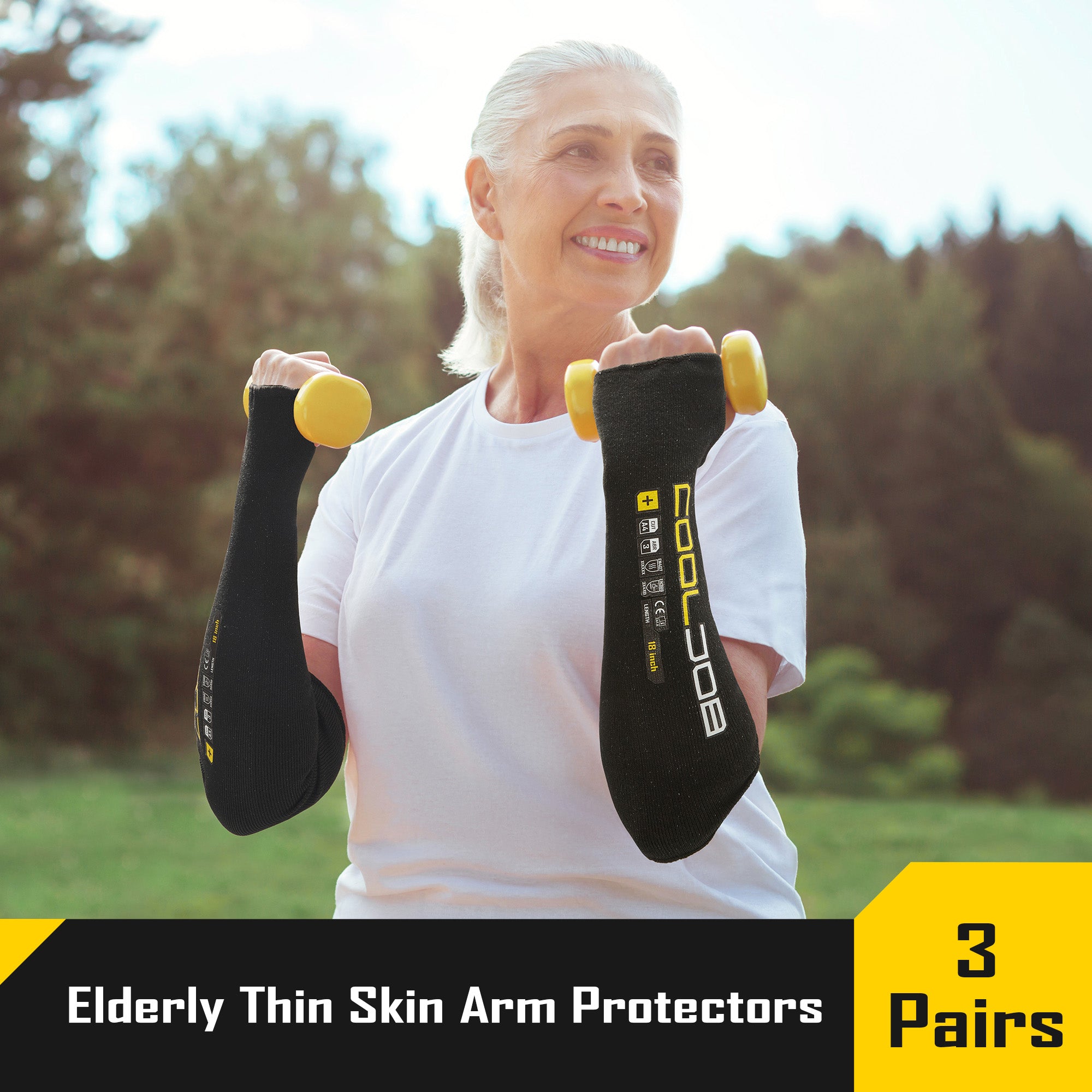 COOLJOB 3 Pairs 14/18in A4 Cut Resistant Sleeves with Thumb Hole, UV Sun Protection Arm Sleeves