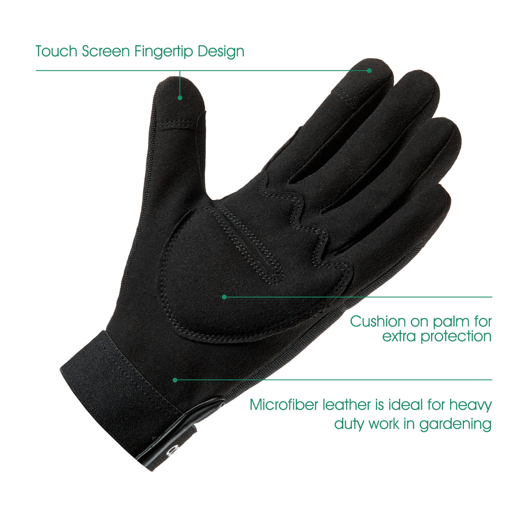 COOLJOB Thorn Proof Garden Gloves with Touchscreen Fingers (Black)