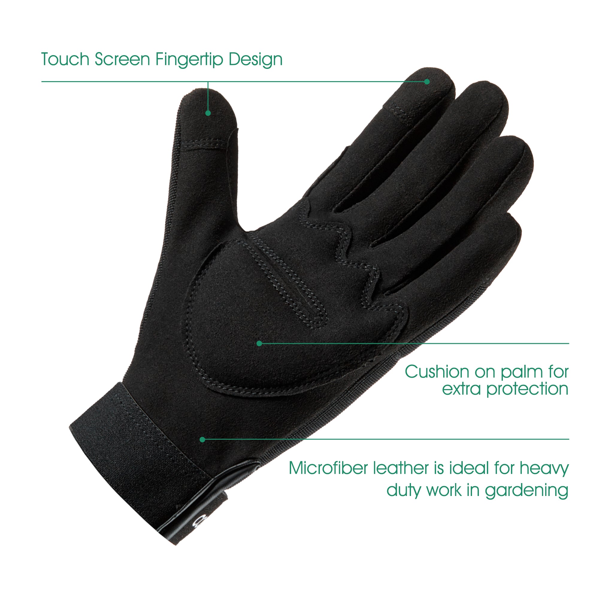 COOLJOB Thorn Proof Garden Gloves with Touchscreen Fingers (Black)