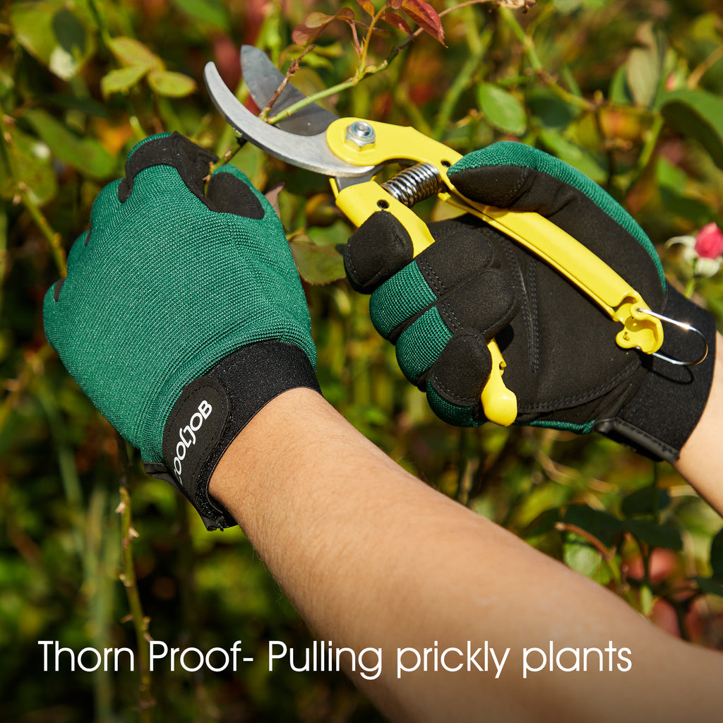 COOLJOB Thorn Proof Garden Gloves with Touchscreen Fingers (Green)