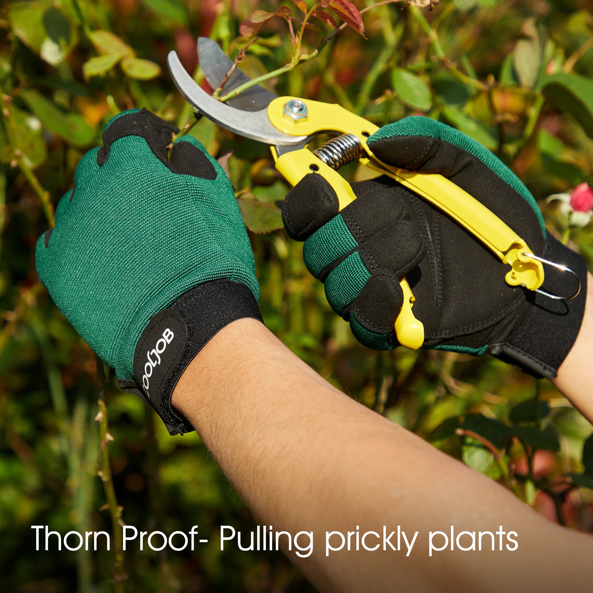 COOLJOB Thorn Proof Garden Gloves with Touchscreen Fingers (Green)