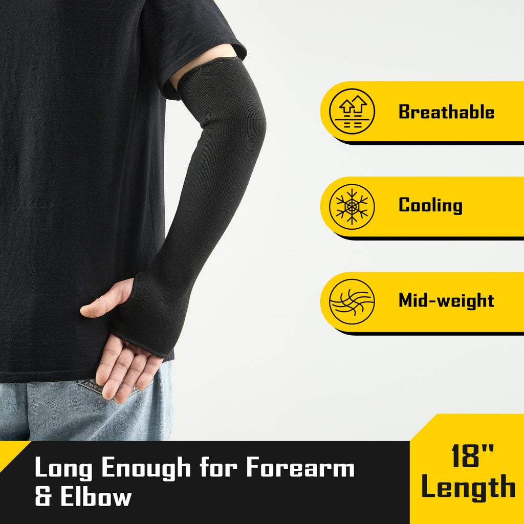 COOLJOB 3 Pairs 14/18in A4 Cut Resistant Sleeves with Thumb Hole, UV Sun Protection Arm Sleeves