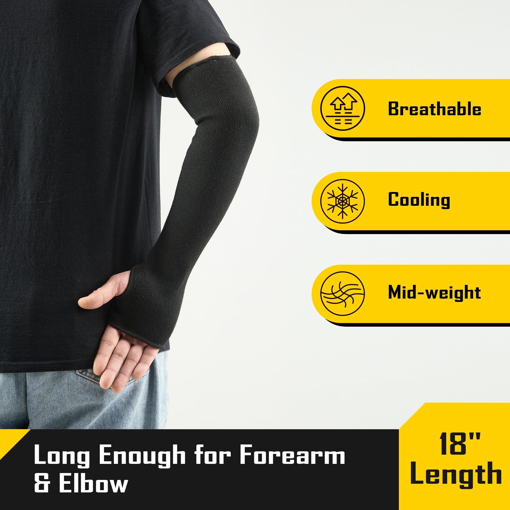 COOLJOB 3 Pairs 14/18in A4 Cut Resistant Sleeves with Thumb Hole, UV Sun Protection Arm Sleeves