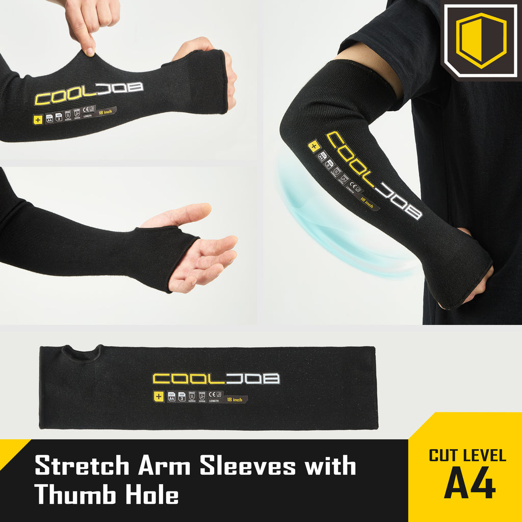 COOLJOB 3 Pairs 14/18in A4 Cut Resistant Sleeves with Thumb Hole, UV Sun Protection Arm Sleeves