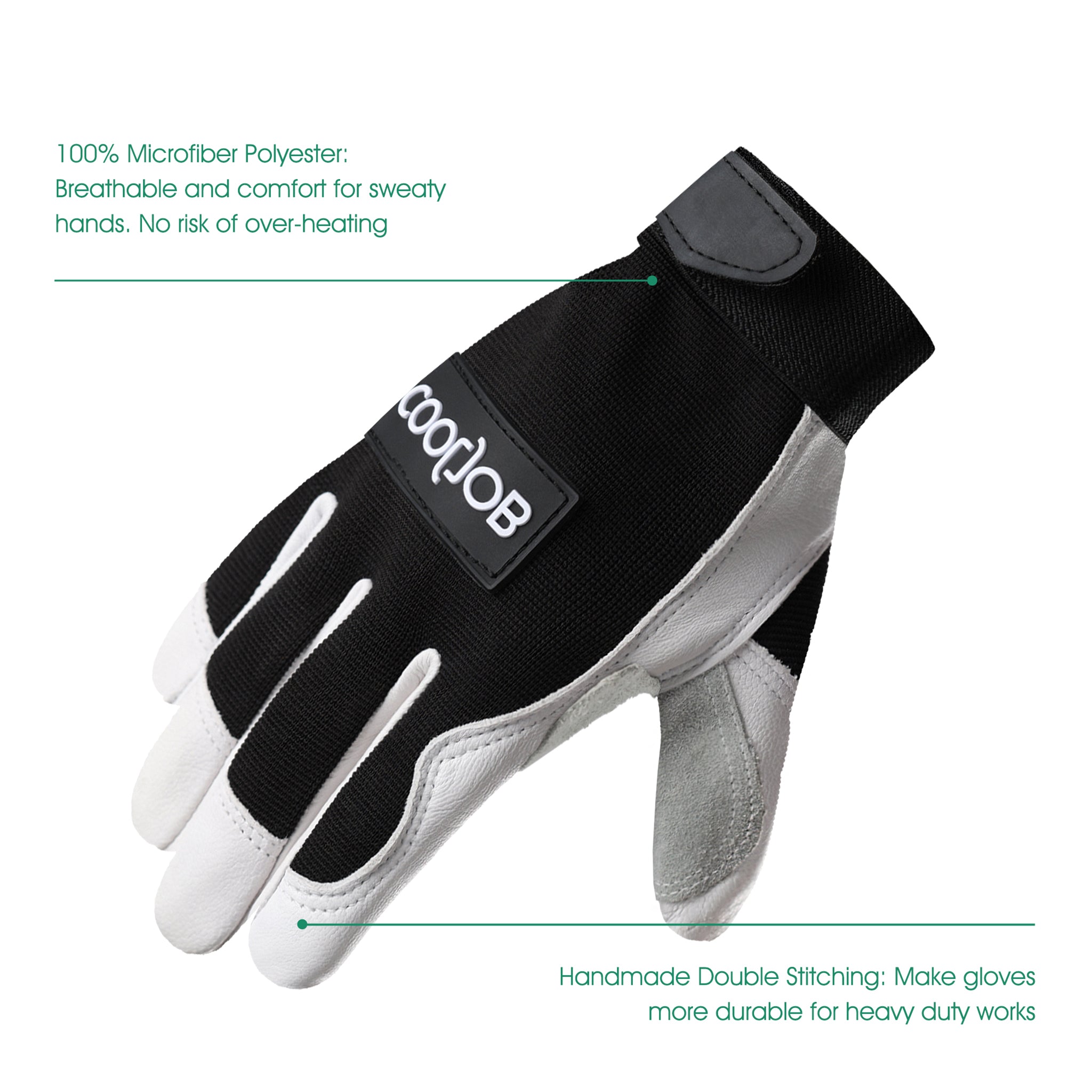 COOLJOB Leather Work Gloves with Grip, Thorn Proof, Heat Puncture Resistant Gloves