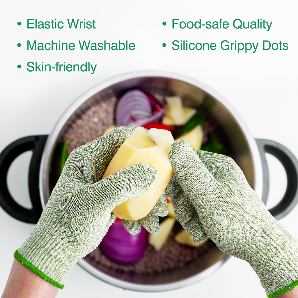 COOLJOB Food Grade Cut Resistant Gloves, Bamboo Rayon Safety Work Gloves Level 5 A3 Cutting Protection