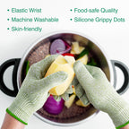 COOLJOB Food Grade Cut Resistant Gloves, Bamboo Rayon Safety Work Gloves Level 5 A3 Cutting Protection