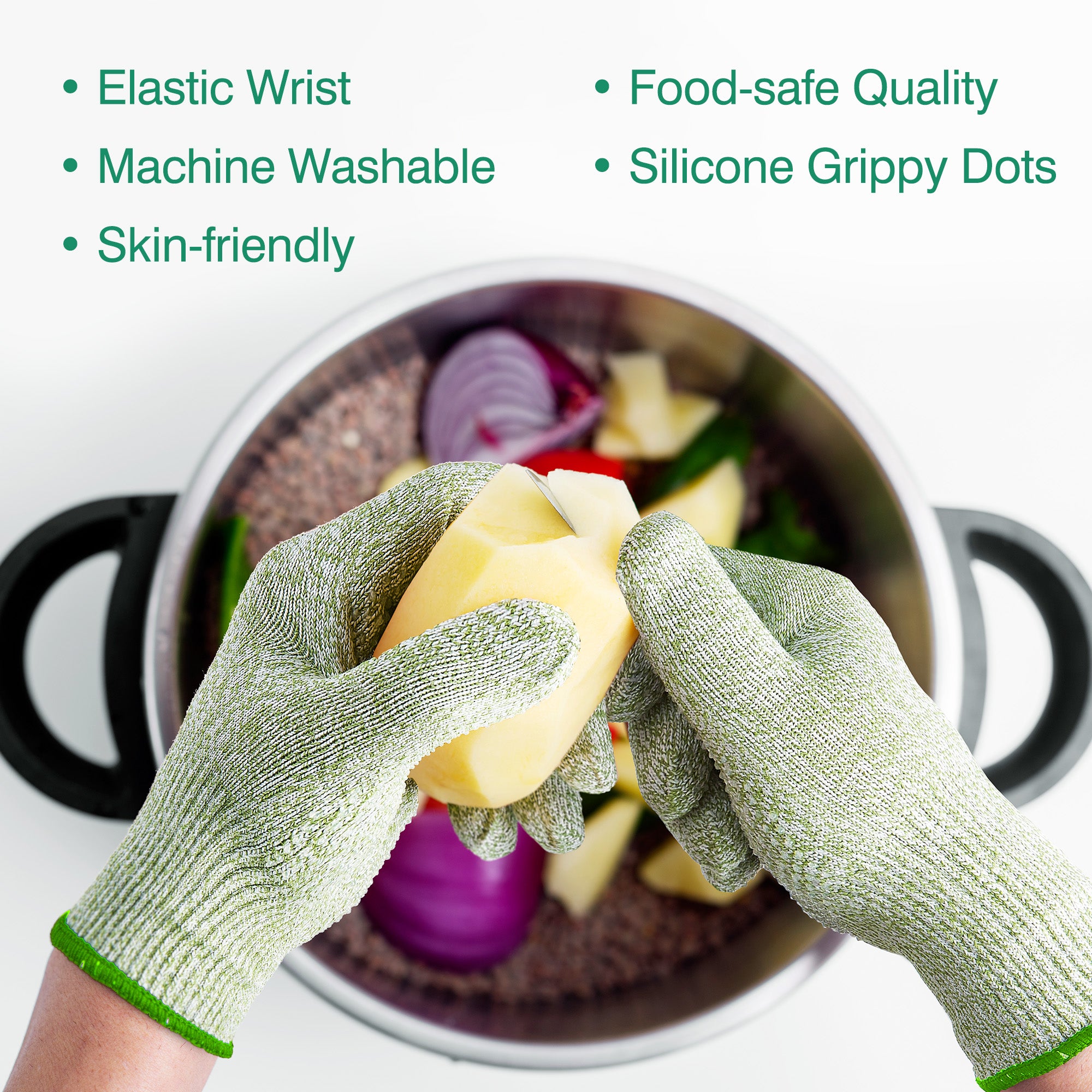 COOLJOB Food Grade Cut Resistant Gloves, Bamboo Rayon Safety Work Gloves Level 5 A3 Cutting Protection