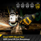 COOLJOB A6 Cut Resistant Anti Vibration Work Gloves Men, TPR Impact Reduce Mittens, Palm Rubber Patch Shock Absorption