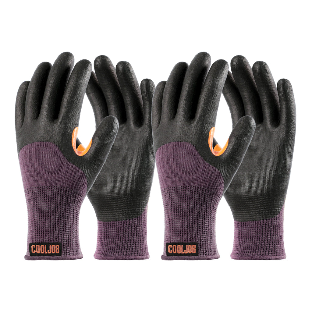 COOLJOB Winter Work Gloves with Anti-slip Grip, Touchscreen Microfoam Nitrile Dipped