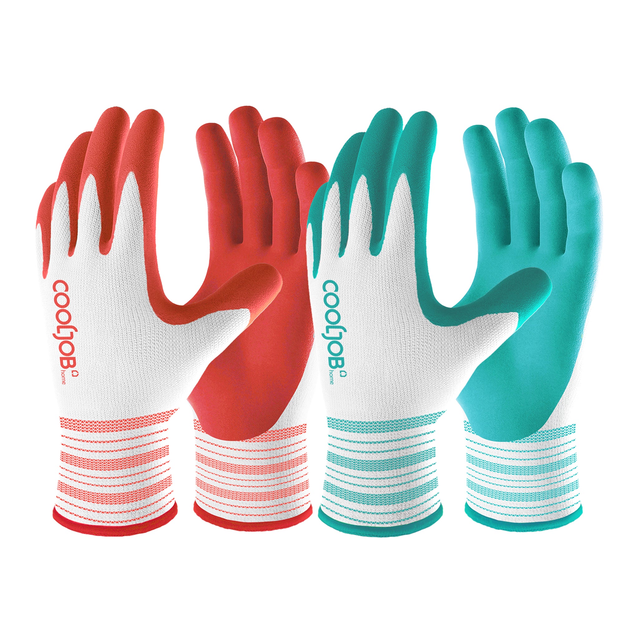 COOLJOB 2/6/10 Pairs Garden Gloves for Women, Bright Red & Mint Green