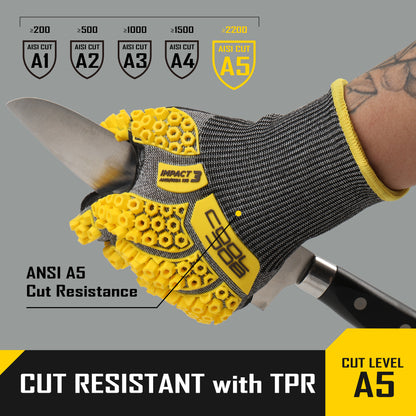 A5 Cut Resistant Gloves with Impact Resistant TPR