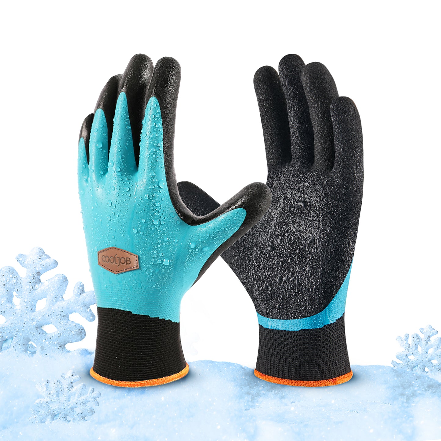 COOLJOB Waterproof Winter Freezer Gloves, Double Coated Rubber Safety Work Glvoes (Blue)