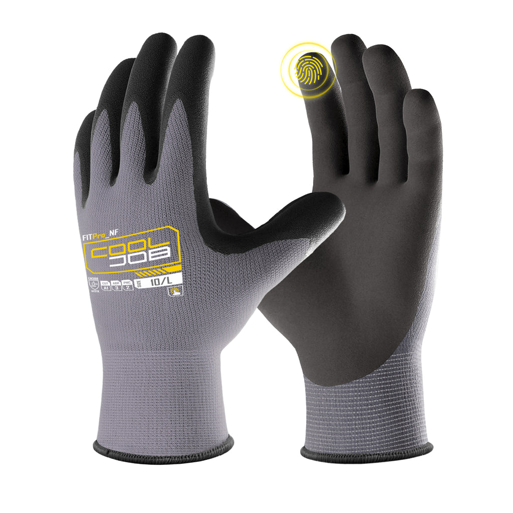 COOLJOB 3/12 Pairs Safety Work Gloves Microfoam Nitrile Rubber Coated, Touchscreen