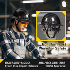 COOLJOB Carbon Fiber Hard Hat with Safety Goggle, Full Brim Safety Helmet OSHA Approved, 6-Point Ratchet Suspension, Type 1 Class E G &C, Black