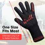 COOLJOB Heat Resistant BBQ Gloves for Hot Temperature Cooking, Barbecue Grilling