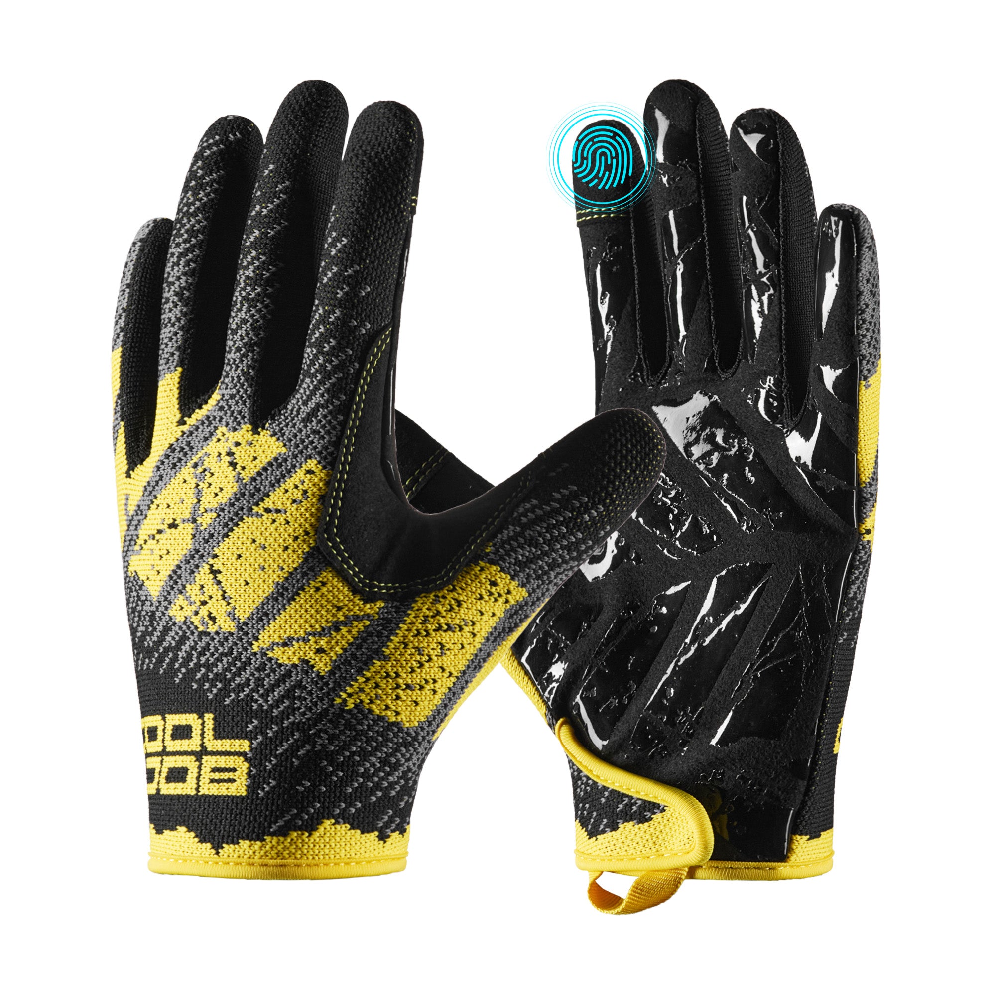 COOLJOB Breathable Men’s Work Gloves with Silicone Grip, Touchscreen Mechanic Gloves (Black, Grey)